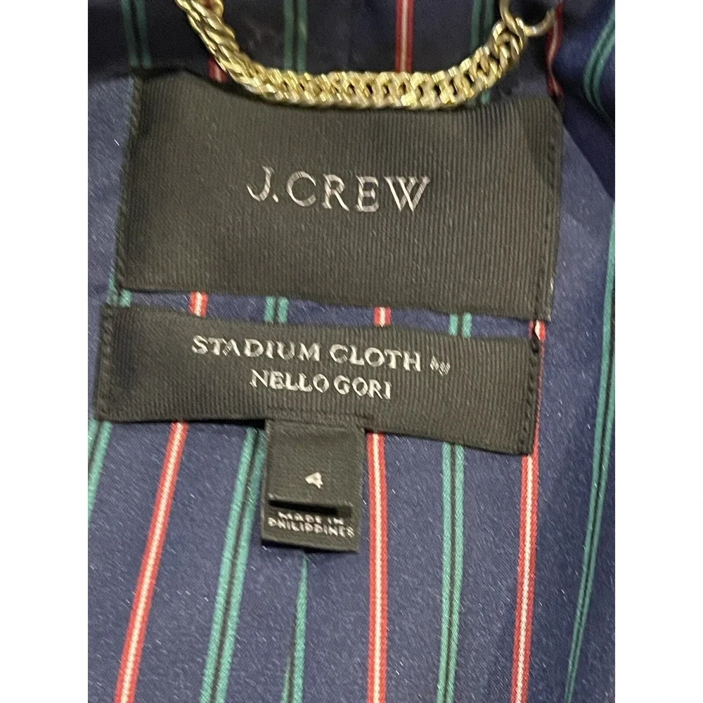 JCrew Stadium Cloth Nello Gori Jacket Wool Blend Blue Women's Sz 4 Excellent - Picture 8 of 10